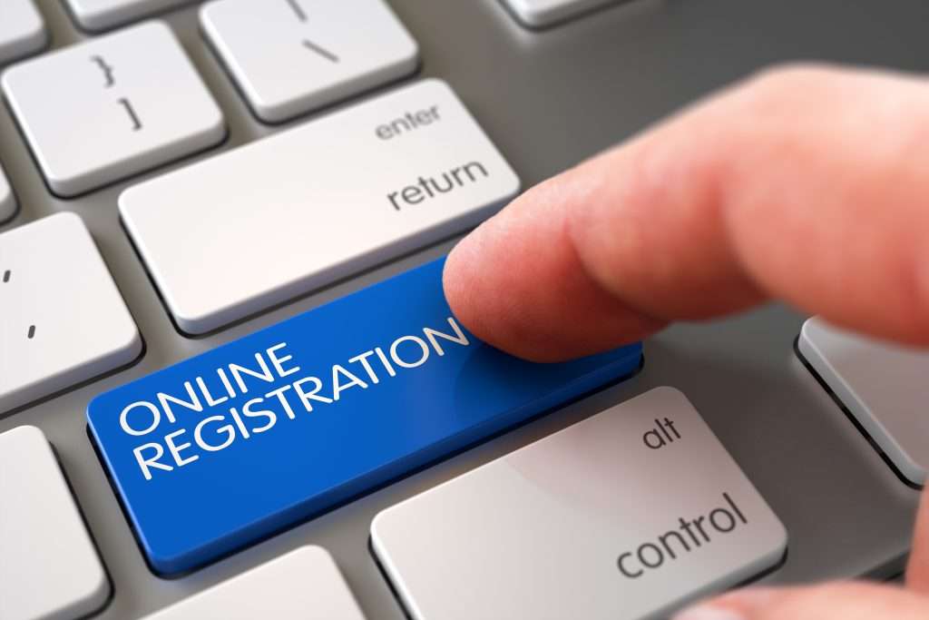 Online Registration - White Keyboard Concept. 3D.
